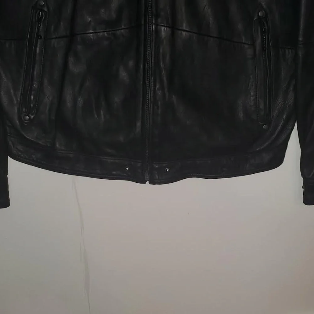 Mens Premium Black Cafe Racer Lambskin Leather Jacket - Picture 6 of 16